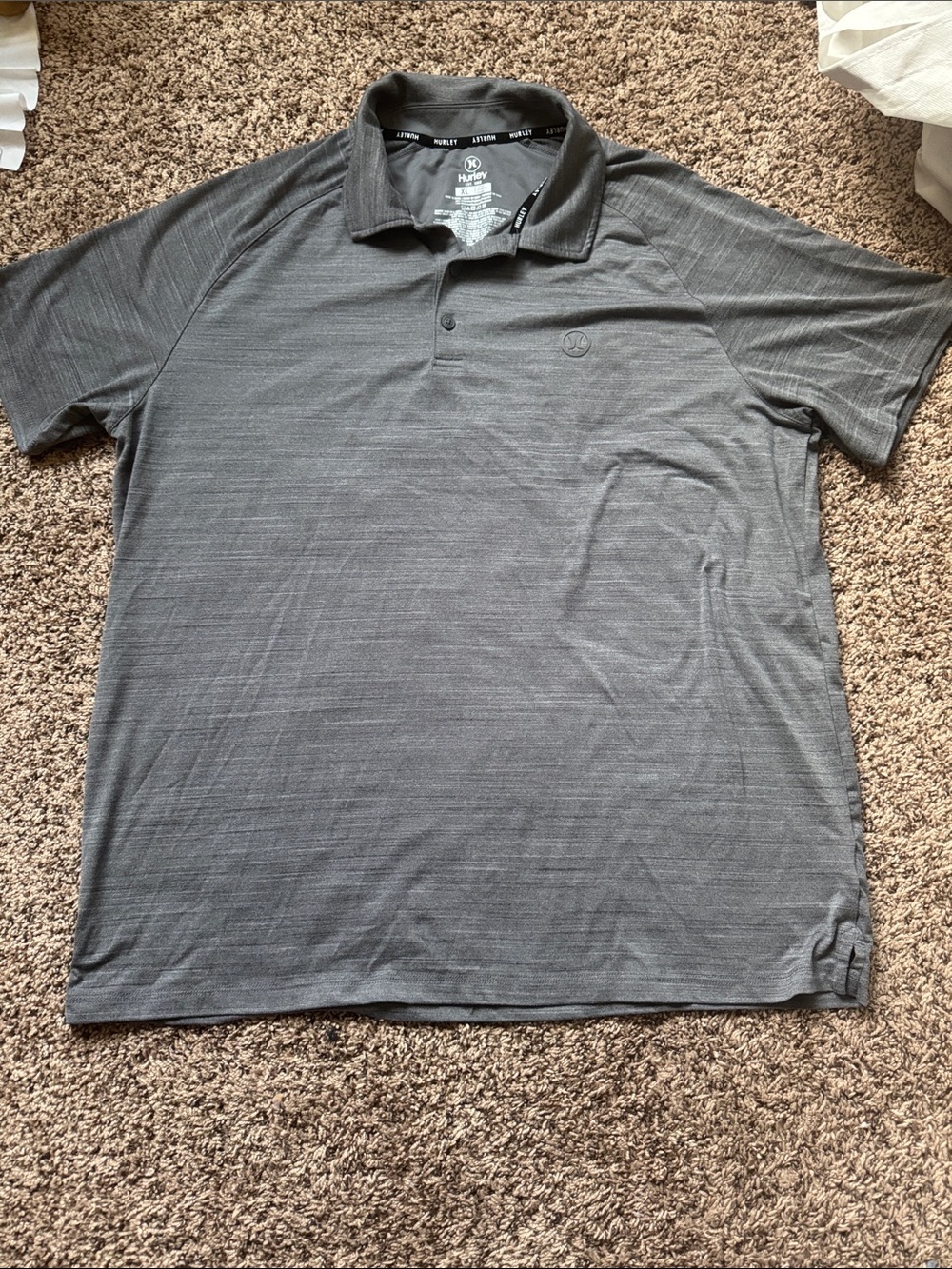 Hurley Men's Dark Gray Polo with Subtle Texture